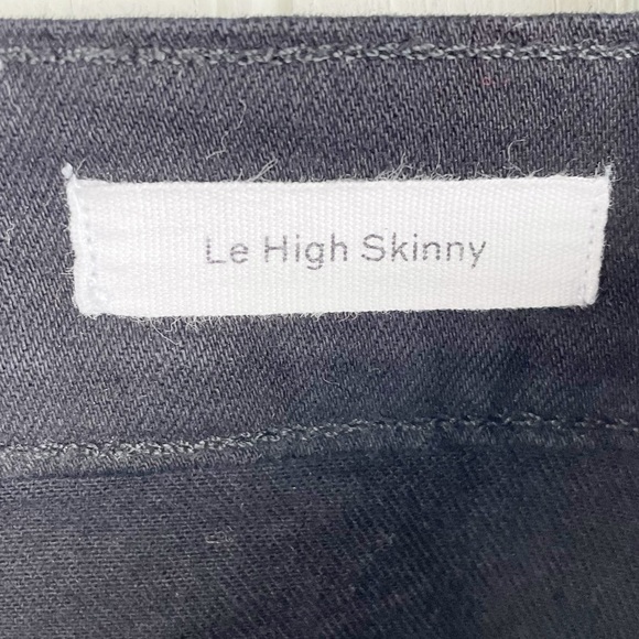 Frame Denim Le High Skinny Jeans in Film Noir Black Distressed Step Hem Size 27 - Picture 6 of 9